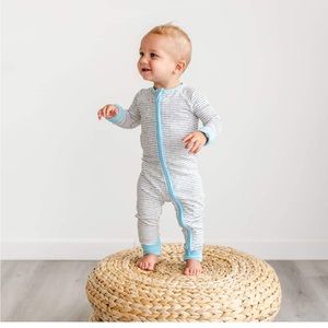 Little Sleepies bamboo zippy, blue trim, 2T